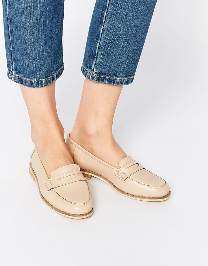 Asos Mars Leather Loafers - Nude