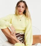Collusion Knitted Panelled Neck Sweater In Yellow