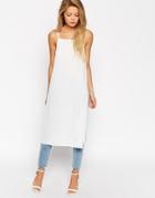 Asos Longline High Neck Cami Top With Side Splits - Cream