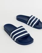 Adidas Originals Adilette Slides In Blue-black