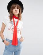 Asos 70s Long Skinny Scarf In Red - Red