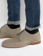 Asos Brogue Shoes In Gray Suede With Contrast Sole - Gray
