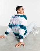 Asos Design Oversized Long Sleeve Tie Dye Stripe T-shirt With Back Print-multi