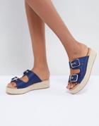 Asos Design Jacques Premium Espadrille Sandals - Blue