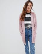 Jdy Amara Ribbed Open Cardigan - Pink