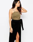 Ax Paris Double Strap Cami Top - Khaki