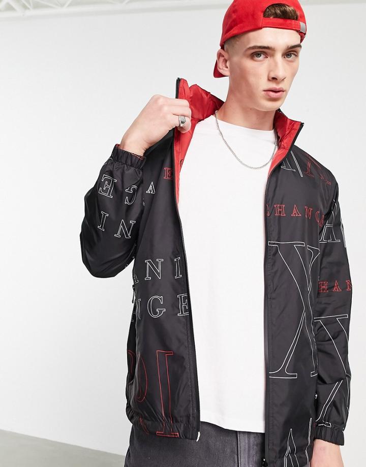 Armani Exchange Printed Jacket In Black