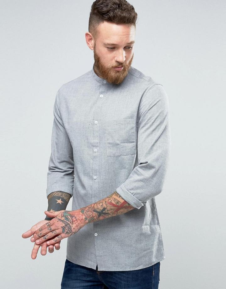 Hoxton Shirt Company Slim Smart Shirt In Linen - Gray