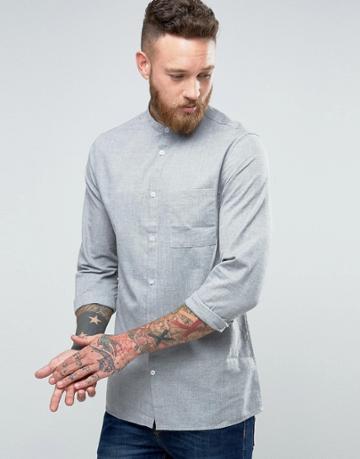 Hoxton Shirt Company Slim Smart Shirt In Linen - Gray