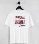 Sixth June Photo Call Back Print Oversize T-shirt In White