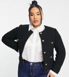 Mango Button Detail Cropped Jacket In Black