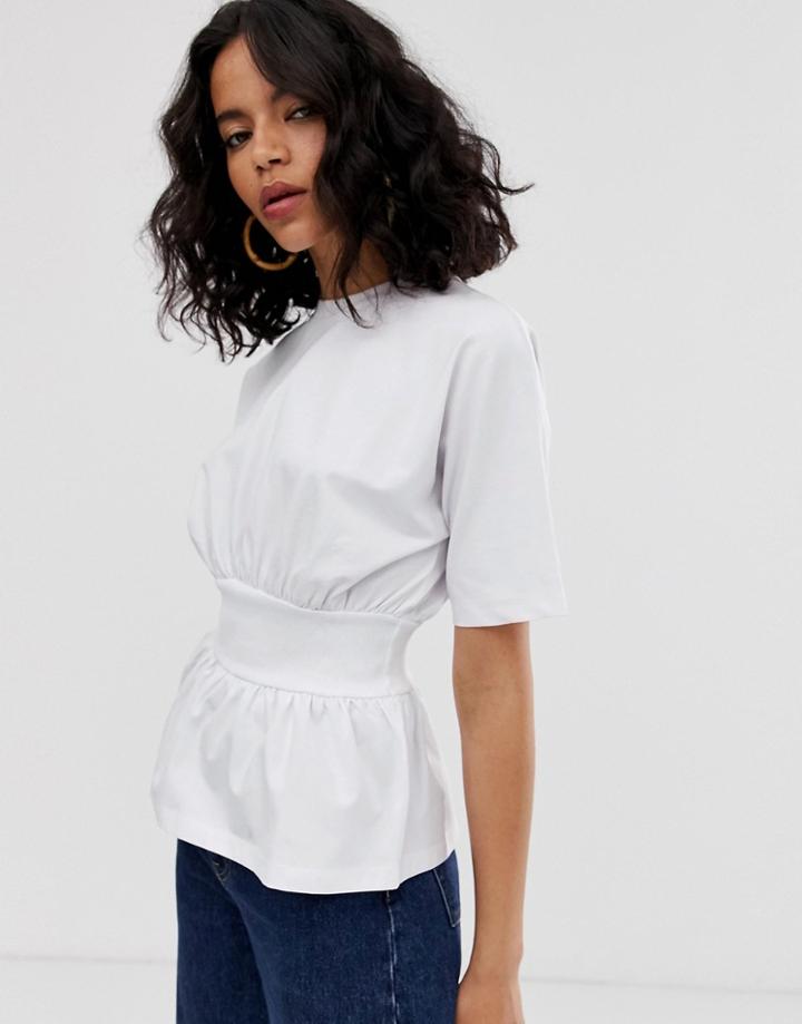 Asos White Rib Waist Panel T-shirt - White