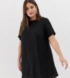 Asos Design Curve Sheer Shift Mini Dress - Black