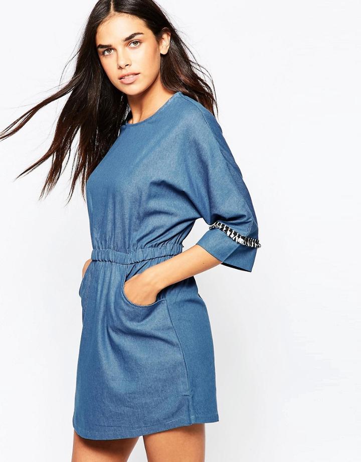Goldie Cast Away Denim Dress - Blue