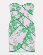 Asos Design Bandeau Paneled Mini Dress In Floral Print-multi