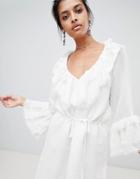 Stevie May Frill And Dobby Mini Dress - White