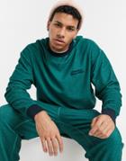 Asos Actual Set Oversized Sweatshirt In Teal Reverse Loopback With Wash And Embroidery-green