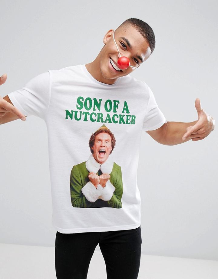 Asos Elf Holidays Relaxed T-shirt - White
