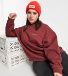 Collusion Plus Seam Detail Hoodie In Maroon - Part Of A Set-red