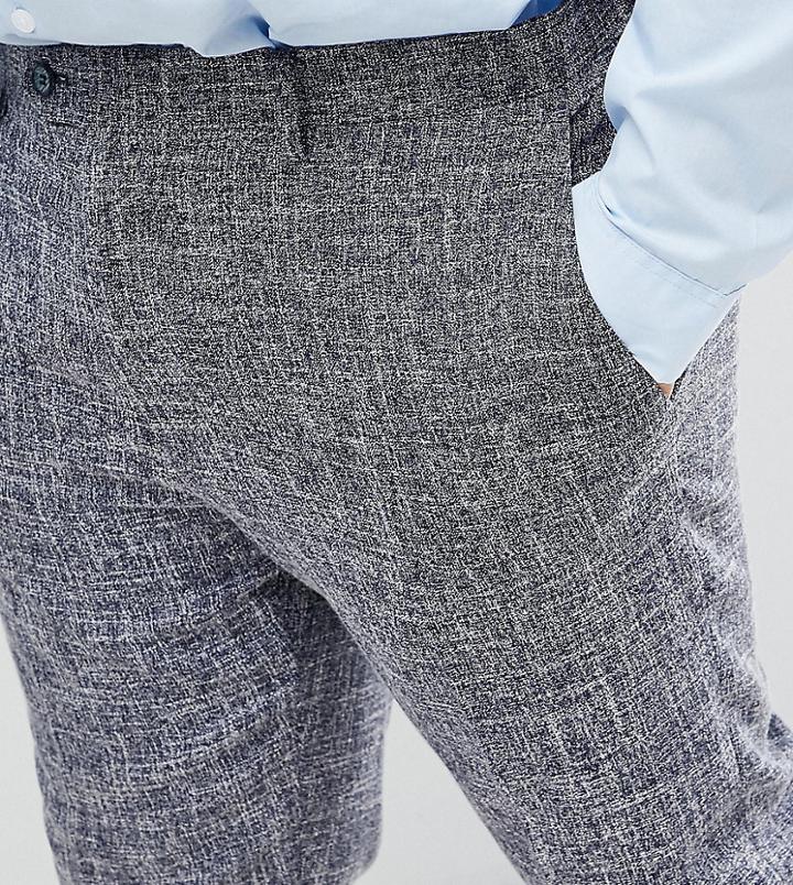 Gianni Feraud Plus Skinny Fit Nepp Cropped Suit Pants - Navy
