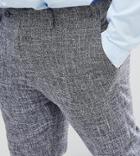 Gianni Feraud Plus Skinny Fit Nepp Cropped Suit Pants - Navy