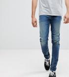 Asos Tall Skinny Jeans In 12.5oz Mid Blue - Blue