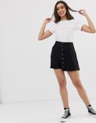 Asos Design Button Front Mini Skirt-black