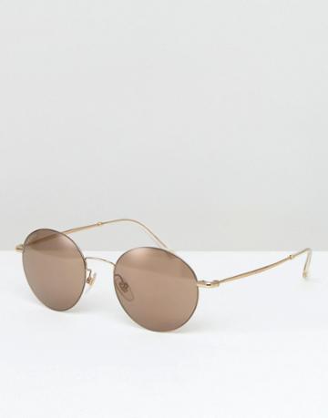 Gucci Round Sunglasses In Gold - Gold