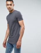 Asos Longline Muscle T-shirt In Charcoal Marl - Gray