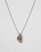 Fossil Mens Stainless Steel Vintage Look Necklace - Silver