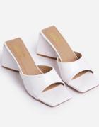 Ego Realness Mid Flare Heel Sandals In White