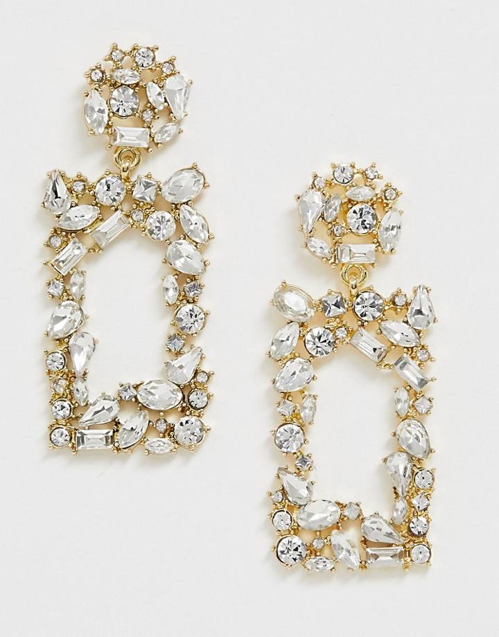 Pieces Square Sparkle Statement Earrings