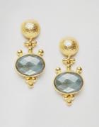 Ottoman Hands Hammered And Stone Drop Earrings - Gold