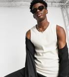 Collusion Ribbed Tank In Taupe-neutral