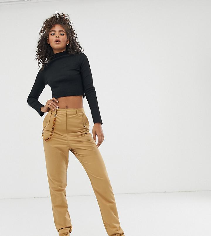 Asos Design Tall Chain Detail Slim Pants - Beige