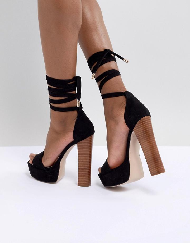 Asos Design Tamarind Tie Leg Platform Sandals - Black
