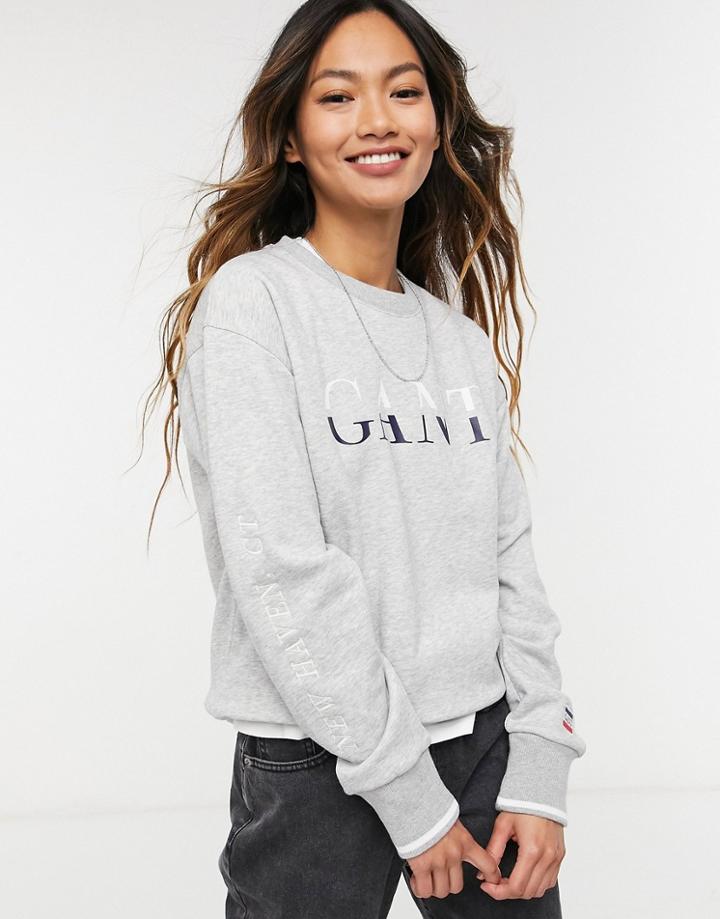 Gant Crew Neck Sweatshirt In Gray-grey