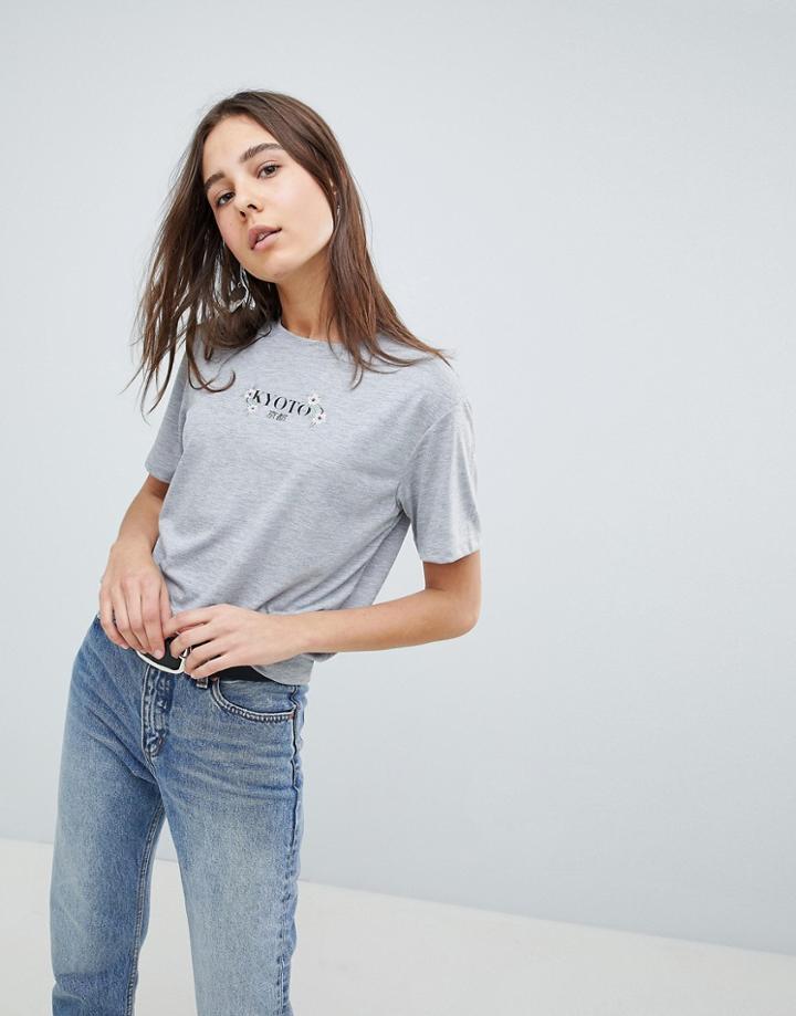 Neon Rose Kyoto T-shirt - Gray