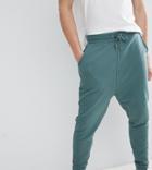 Asos Design Tall Drop Crotch Joggers In Washed Green - Green