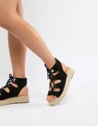 Asos Design Johnny Chunky Lace Up Espadrilles - Black