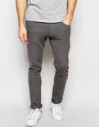 Asos Super Skinny Pants In Gray Pique - Slate Gray