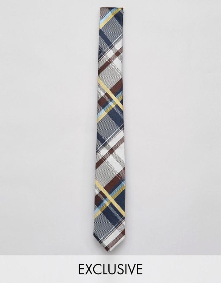 Reclaimed Vintage Skinny Tie In Blue Check - Blue