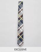 Reclaimed Vintage Skinny Tie In Blue Check - Blue
