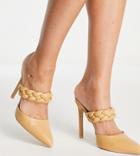 Raid Wide Fit Alessi Braid Strap Heel Shoes In Camel-neutral