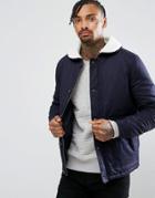 Another Influence Flight Jacket With Fleece Collar - Navy