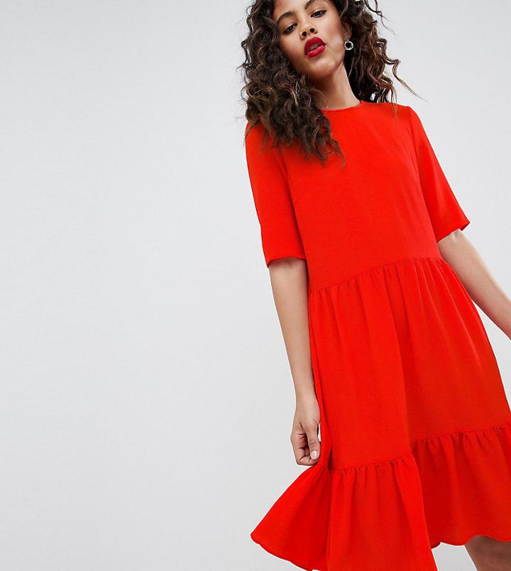 Y.a.s Tall Sadur Tiered Shift Dress - Red