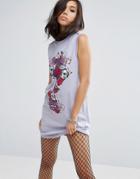 Asos Nibbled Sleeveless Band T-shirt Dress - Purple