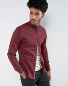 Asos Stretch Slim Twill Shirt In Red - Red