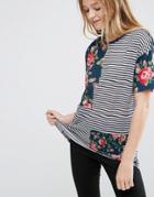 Asos T-shirt In Stripe And Floral Mix - Multi