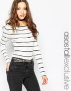 Asos Tall Sweater In Stripe With Boat Neck - Stripe